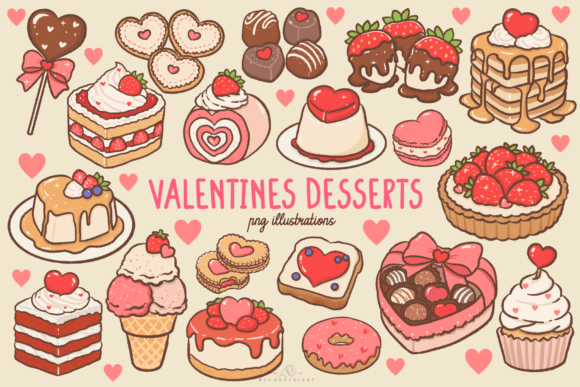 Download Kawaii Valentines Desserts Clipart - Desserts Collection