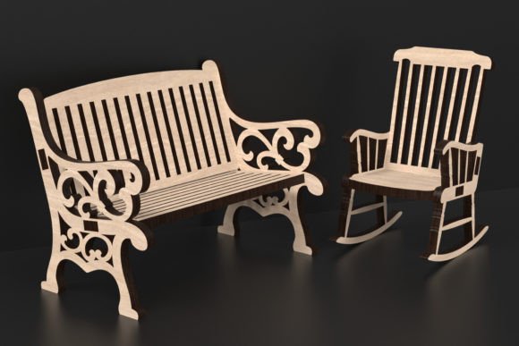 Download Laser Cut Bench &amp; Rocking Chair Svg File - Svg Collection