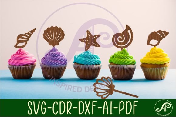 Download Sea Shell Cupcake Toppers, 6 Designs SVG - Svg Collection