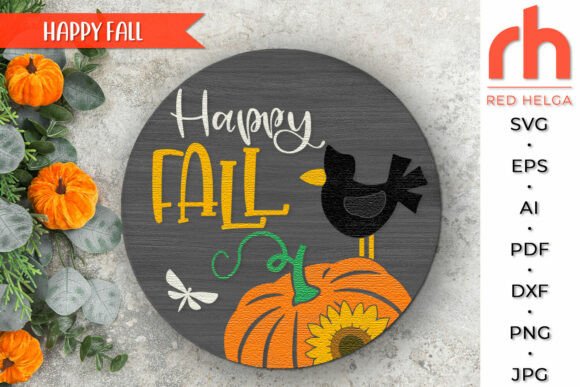 Download Happy Fall SVG, Layered Door Sign DXF - Svg Collection