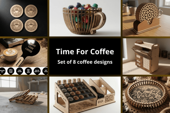 Download Set of 8 Coffee Designs SVG - Svg Collection