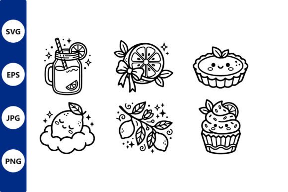 Download Cute Lemon Desserts and Lemonade Line - Desserts Collection