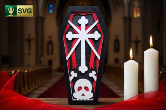 Download Halloween Coffin V6 | Cross 3D SVG - Svg Collection