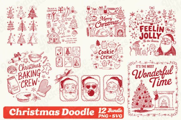 Download Christmas Doodles SVG Bundle Sublimation - Svg Collection