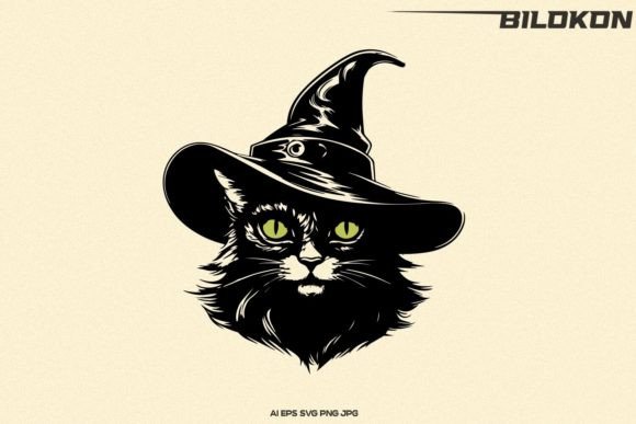 Download Halloween Cat in Witch Hat Vector SVG - Svg Collection