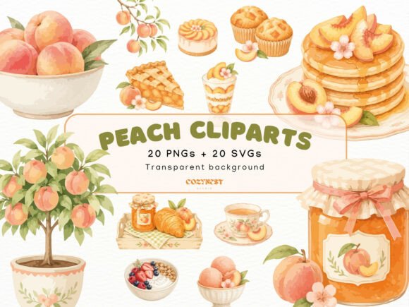 Download Peach Watercolor Cliparts, Desserts PNG - Desserts Collection